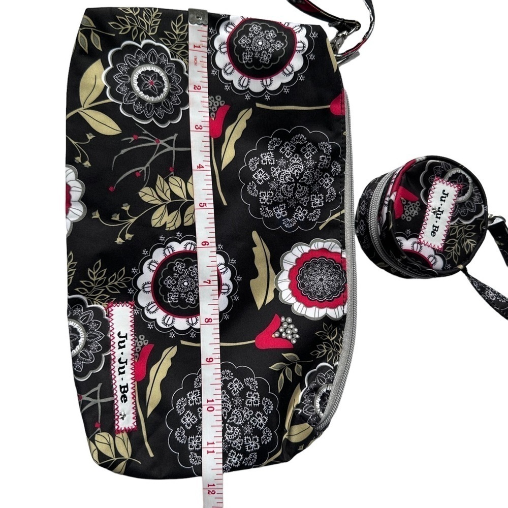 JuJu Bee Black Floral Diaper and Wipes Wristlet with Matching Pacifier Holder - Picture 2 of 9